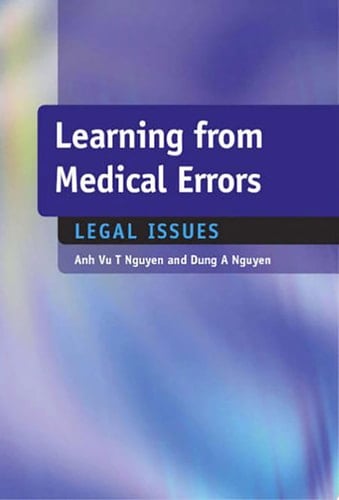 Learning from Medical Errors Legal Issues