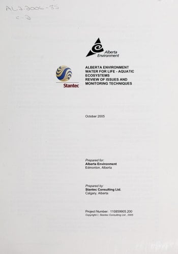 Alberta Environment Water for Life Aquatic Ecosystems Review of Issues and Monitoring Techniques