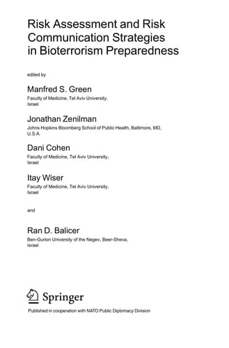 Risk Assessment and Risk Communication Strategies in Bioterrorism Preparedness