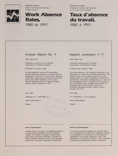 Taux D'absence Du Travail, 1980 À 1997