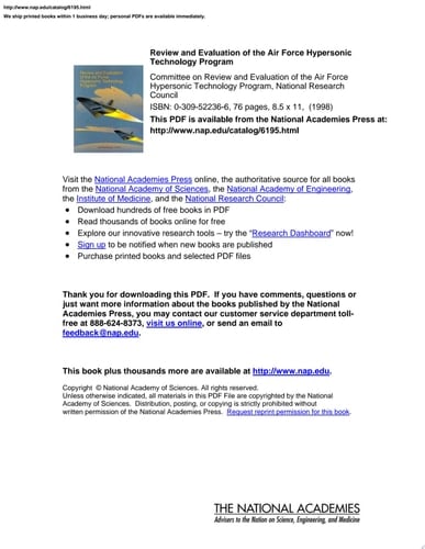 Review and Evaluation of the Air Force Hypersonic Technology Program