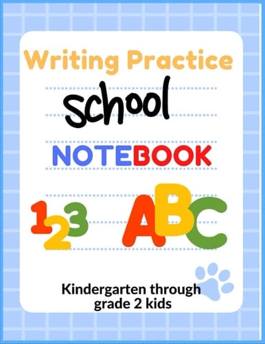 Writing Practice Notebook, Composition Notebook for Kids, Wide Ruled Book 8.5 x 11 in, 100 Pages, Kindergarten, 2nd grade Back to School Supplies, For Students and Teachers,