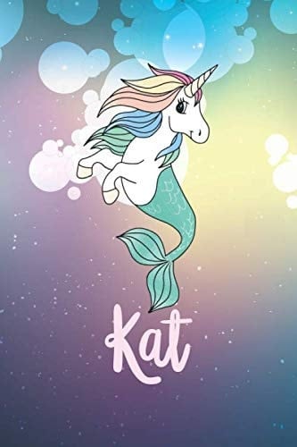 Kat: Personalized Name Journal Mermaid Unicorn Writing Notebook For Girls and Women