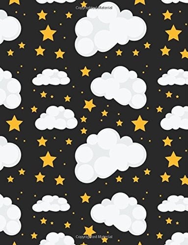 Cloud Notebook Black Sky Night Star Journal Lined Ruled Page Paper for Kids Teen Girl Boy Women Preschool Primary School Kindergarten Great for Writing Cute Diary Note Pad Planner College Kawaii Moon Space Galaxy Composition Book (Large, 8. 5 X 11 Inches, Paperback)