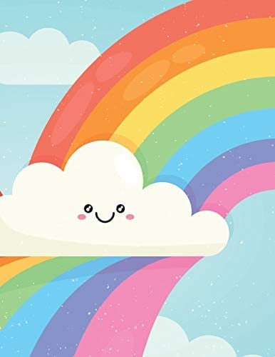 Cloud Notebook Rainbow Glitter Journal Lined Ruled Page Paper for Kids Teen Girl Boy Women Preschool Kindergaten Primary School Great for Writing Cute Diary Note Pad Planner College Kawaii Emoji Smile Letter Composition Book (Large, 8. 5 X 11 Inch)