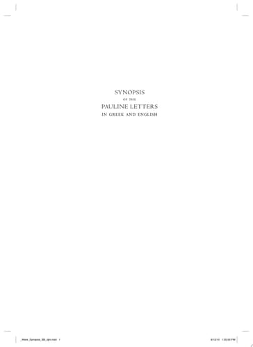 Synopsis of the Pauline Letters in Greek and English