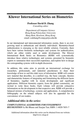 Computational Algorithms for Fingerprint Recognition