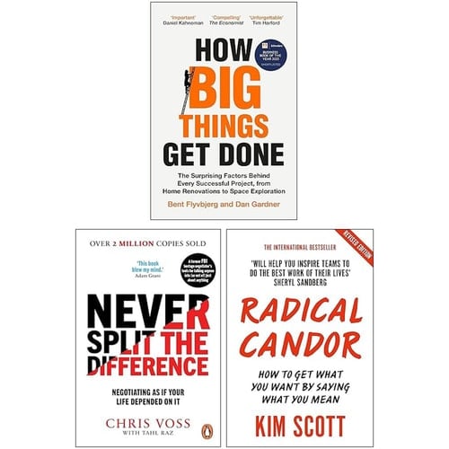How Big Things Get Done, Never Split the Difference & Radical Candor 3 Books Collection Set