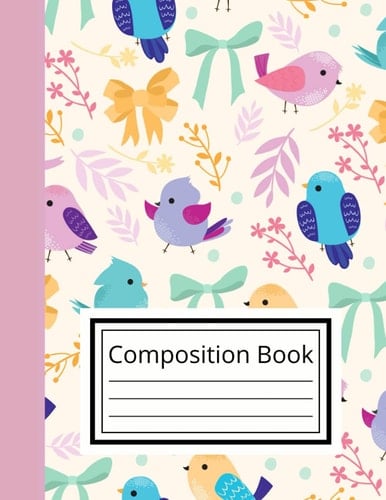 Colourful Bird notebook - 8 x 11.5 inches College Ruled notebook for school, work and journaling: 120 page Composition notebook