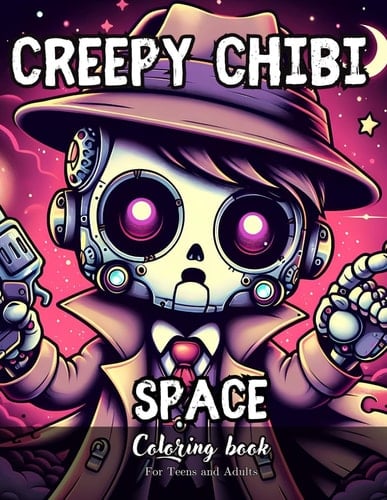 Creepy Chibi Space Coloring Book for Teens and Adults 28 Simple Images to Stress Relief and Relaxing Coloring