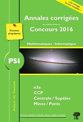 Mathématiques informatique PSI 2016