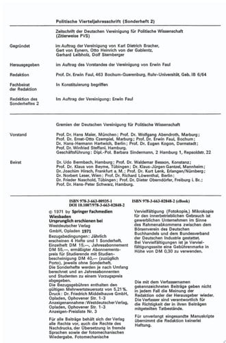 Probleme der Demokratie heute Tagung der Deutschen Vereinigung für Politische Wissenschaft in Berlin, Herbst 1969