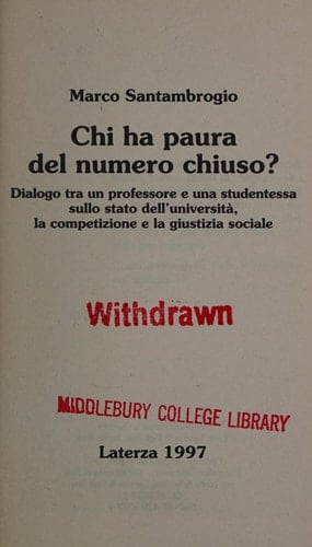 Chi ha paura del numero chiuso? dialogo tra un professore e una studentessa sullo stato dell'università, la competizione e la giustizia sociale