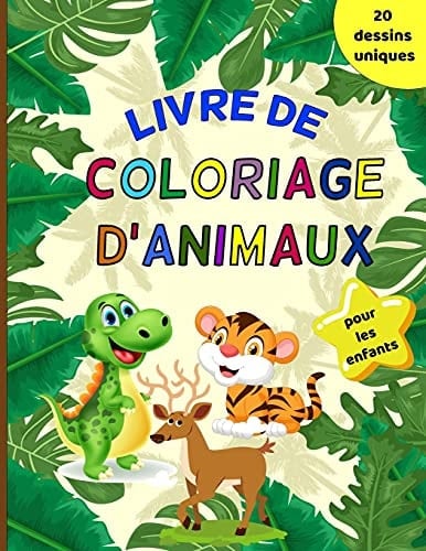Livre de coloriage d'animaux pour les enfants Mon premier grand livre de coloriage, livre de coloriage sur les dinosaures, livre de coloriage sur les animaux de la jungle, livre d'activités pour enfants, livre de coloriage pour les tout-petits (44 pgs)