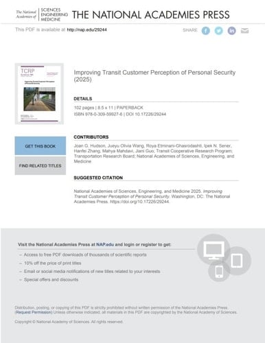 Improving Transit Customer Perception of Personal Security