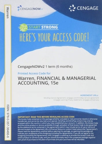 CengageNOWv2 for Warren/Jones/Tayler's Financial & Managerial Accounting, 1 term Printed Access Card