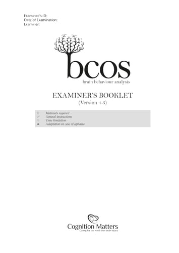 BCoS Cognitive Screen Examiner's Booklet (Pack Of 15)