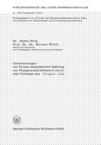Untersuchungen zur Enzym-katalysierten Spaltung von Phosphorsäurediestern durch eine Nuclease aus Sinapis alba