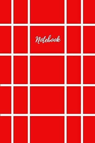 Notebook Beautiful 6x9 Journal with Beautiful Soft Matt Cover with Red Geometric Line Design, 120 White Dot Grid Pages