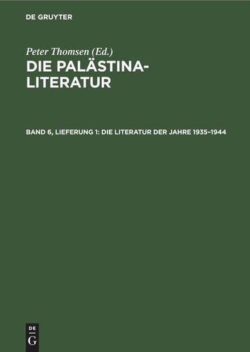 Die Literatur der Jahre 1935-1944