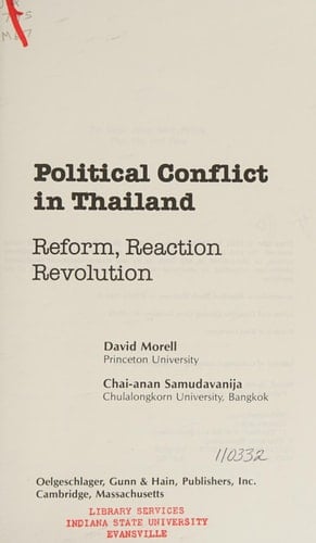 Political Conflict in Thailand: Reform, Reaction, Revolution