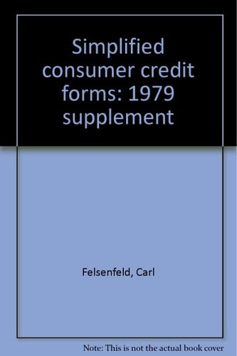 Simplified Consumer Credit Forms 1979 Supplement