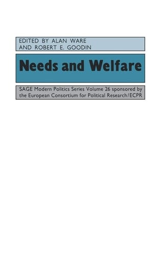 Needs and Welfare (SAGE Modern Politics series)