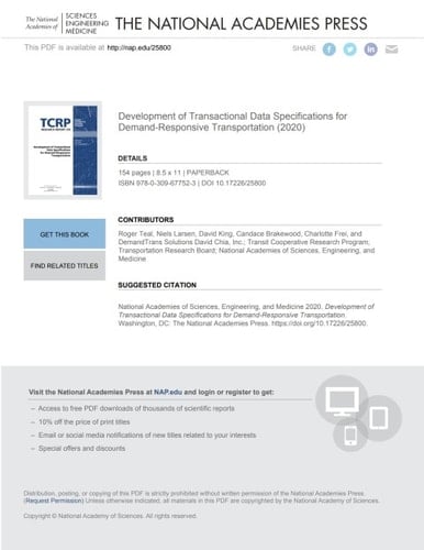 Development of Transactional Data Specifications for Demand-Responsive Transportation