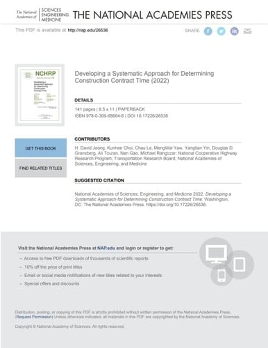 Developing a Systematic Approach for Determining Construction Contract Time