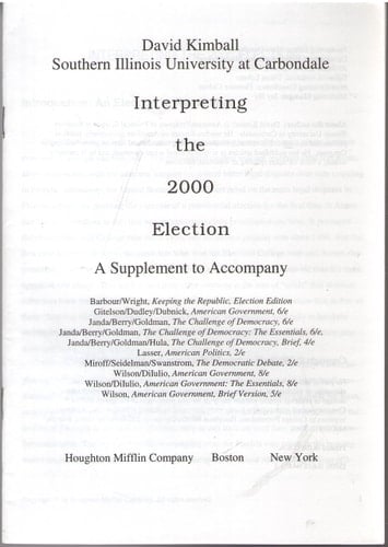 Political Science American Government 2000 Election Supplement, Eighth Edition