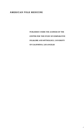 American Folk Medicine A Symposium