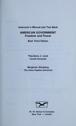American government: Freedom and power : instructor's manual and test bank