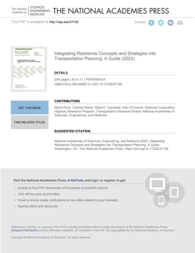 Integrating Resilience Concepts and Strategies into Transportation Planning: A Guide