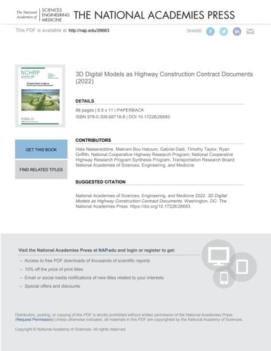 3D Digital Models as Highway Construction Contract Documents