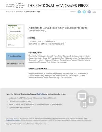 Algorithms to Convert Basic Safety Messages into Traffic Measures