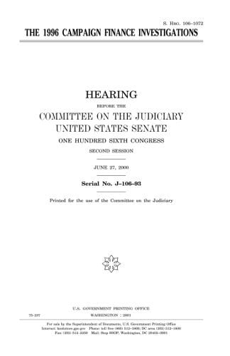 The 1996 Campaign Finance Investigations