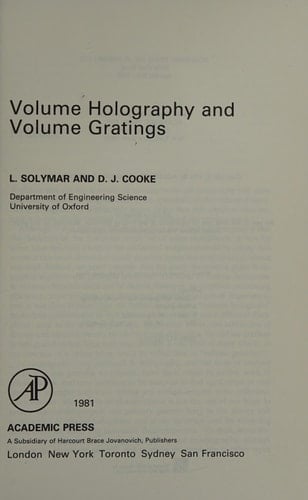 Volume Holography and Volume Gratings