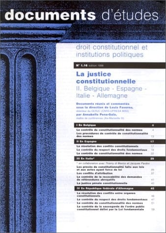 La Justice constitutionnelle Belgique, Espagne, Italie, Allemagne. II