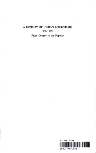 A History of Indian Literature, 500-1399 From Courtly to the Popular