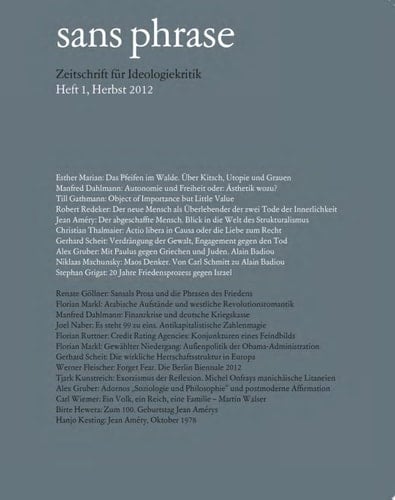 sans phrase: Heft 1 Zeitschrift für Ideologiekritik