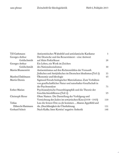 sans phrase: Heft 6 Zeitschrift für Ideologiekritik