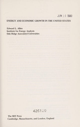 Energy and Economic Growth in the United States