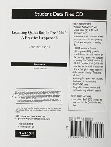 Student CD for Learning QuickBooks 2010 and QuickBooks 2010 Software