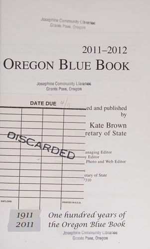 Oregon Blue Book Almanac and Fact Book 2011 2012