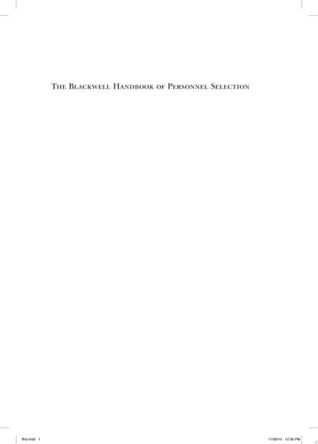 The Blackwell Handbook of Personnel Selection