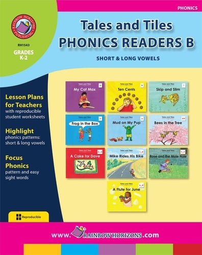 Tales and Tiles Phonics Readers B: Short & Long Vowels Gr. K-2 - Rainbow Horizons Publishing
