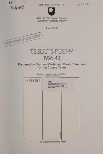 T.S. Eliot's Poetry, 1926-43