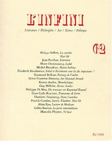 L'Infini N° 62 Ete 1998