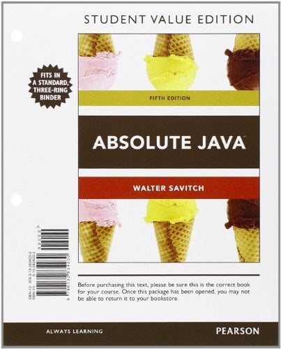 Absolute Java, Student Value Edition