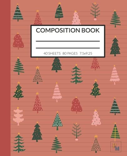 Composition Book: Trees Pattern Red College Ruled Notebook with 40 Sheets
